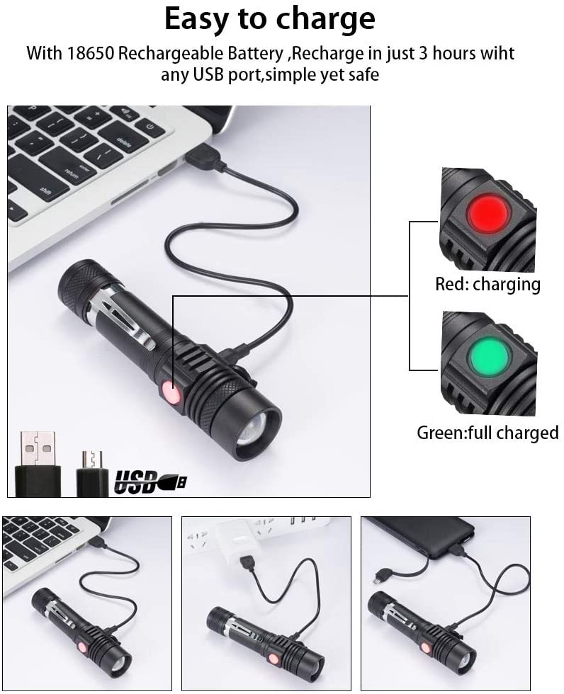 Pocketman LED USB Rechargeable Flashlight