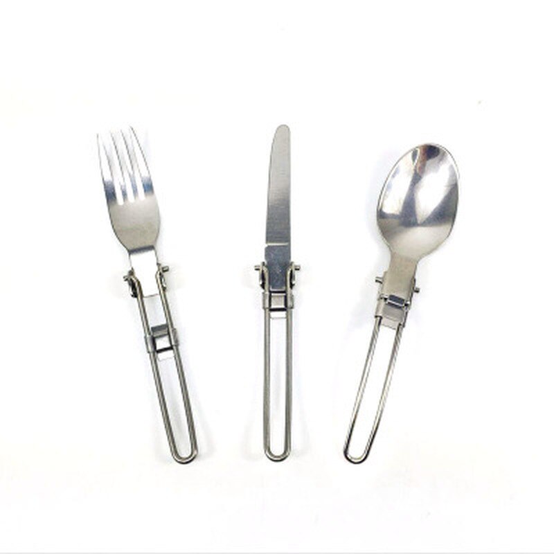 Long fork stainless steel fold knife utensil spoon  set combo Picnic camp cutlery