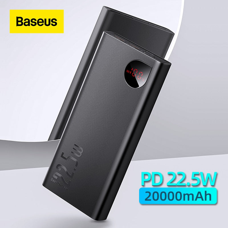 Baseus 22.5W Power Bank 20000mAh Portable Fast Charging Powerbank Type C PD Qucik Charge External Battery Charger For iPhone 14