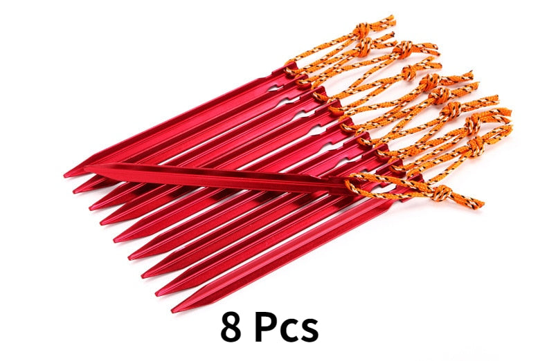 JUNGLE KING  Newest 8 Pcs Aluminument Tent Pegs Nail with Rope Camping Hiking Equipment Outdoor Traveling Tent Accessories 18CM