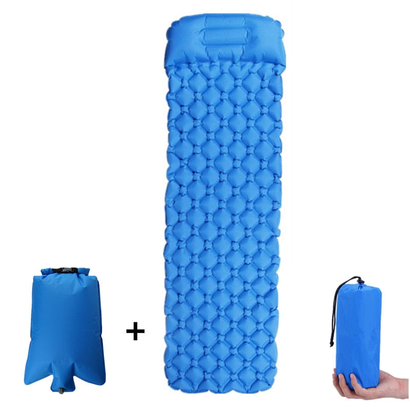 Portable Air Camping Mats Inflatable Bed Mattress Sleeping Pad Fast Filling Air Bag Super Light Inflatable Mattress with Pillow