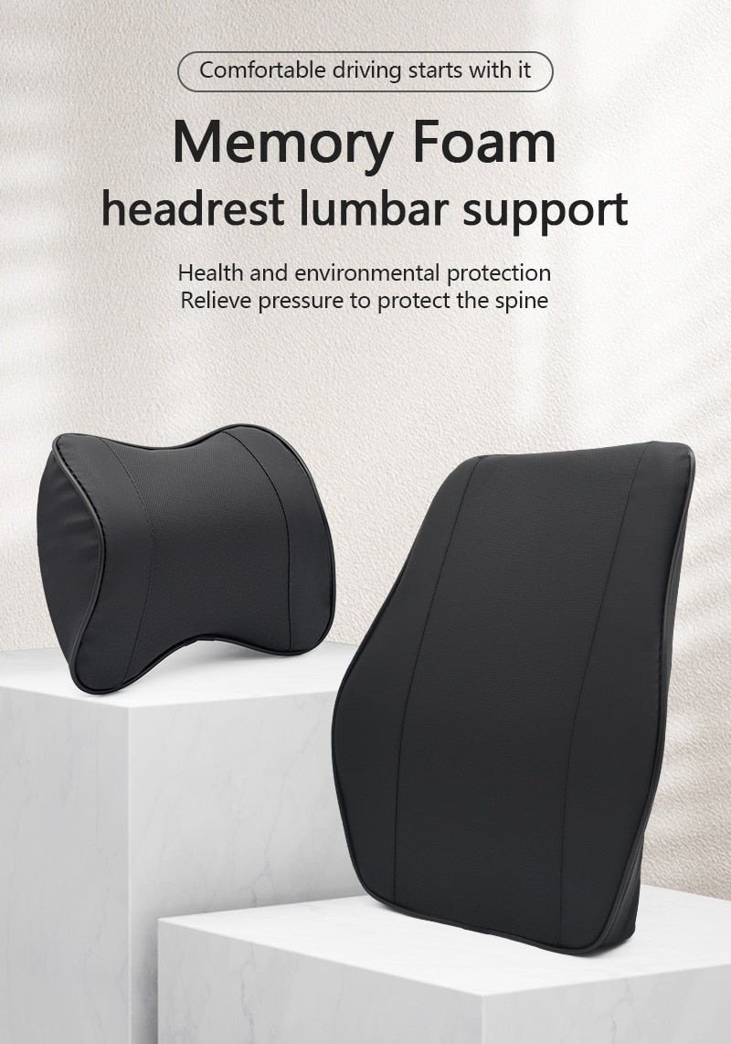 Car Neck Head Rest Support & Universal Lumbar