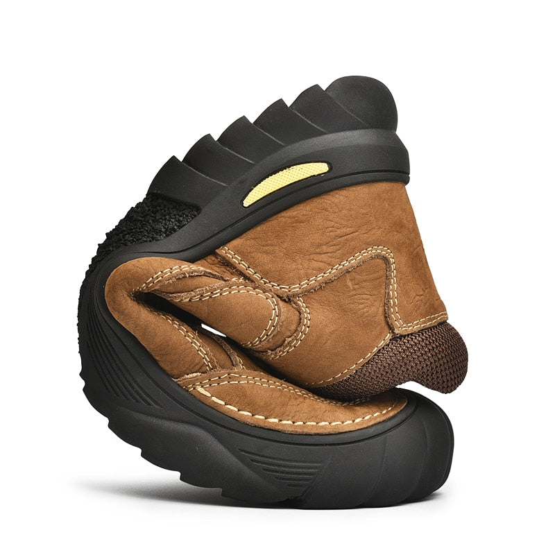 HIKEUP Men's Cow Leather Trekking Sneakers
