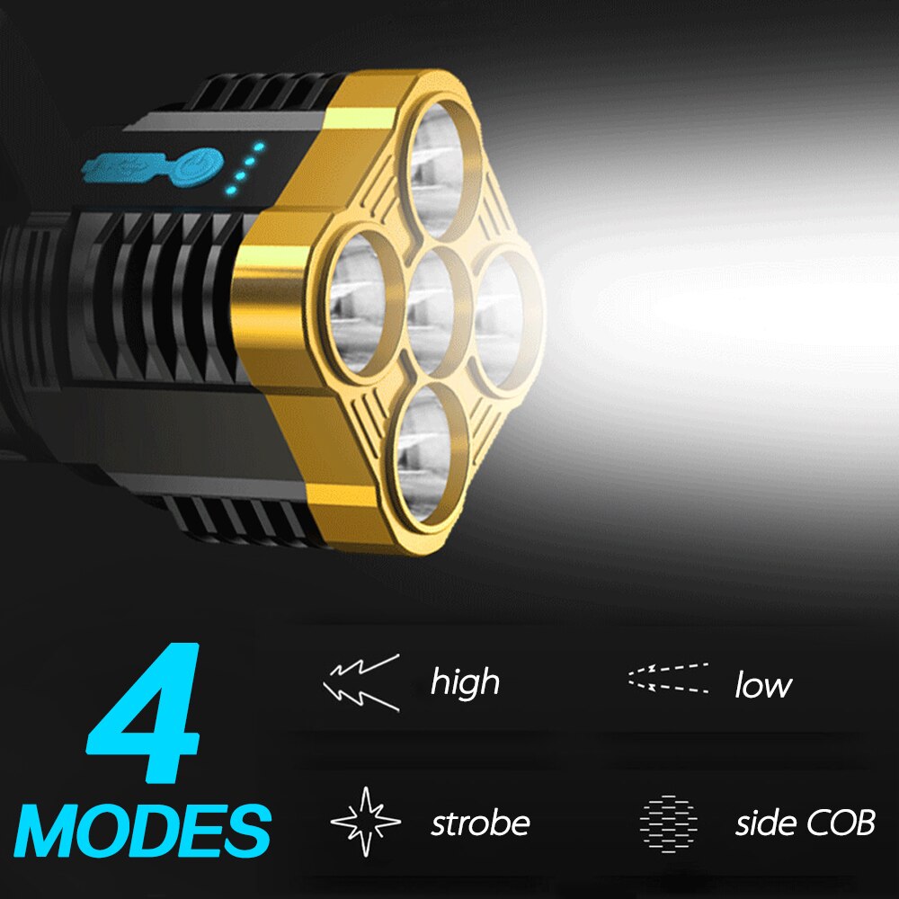 Pocketman 5 LED Flashlight with COB Side Light 4 Modes