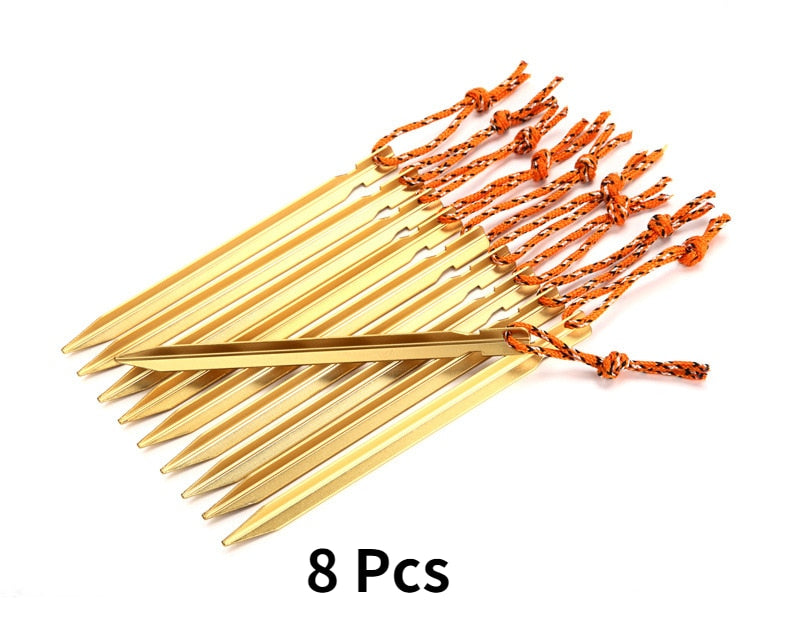 JUNGLE KING  Newest 8 Pcs Aluminument Tent Pegs Nail with Rope Camping Hiking Equipment Outdoor Traveling Tent Accessories 18CM