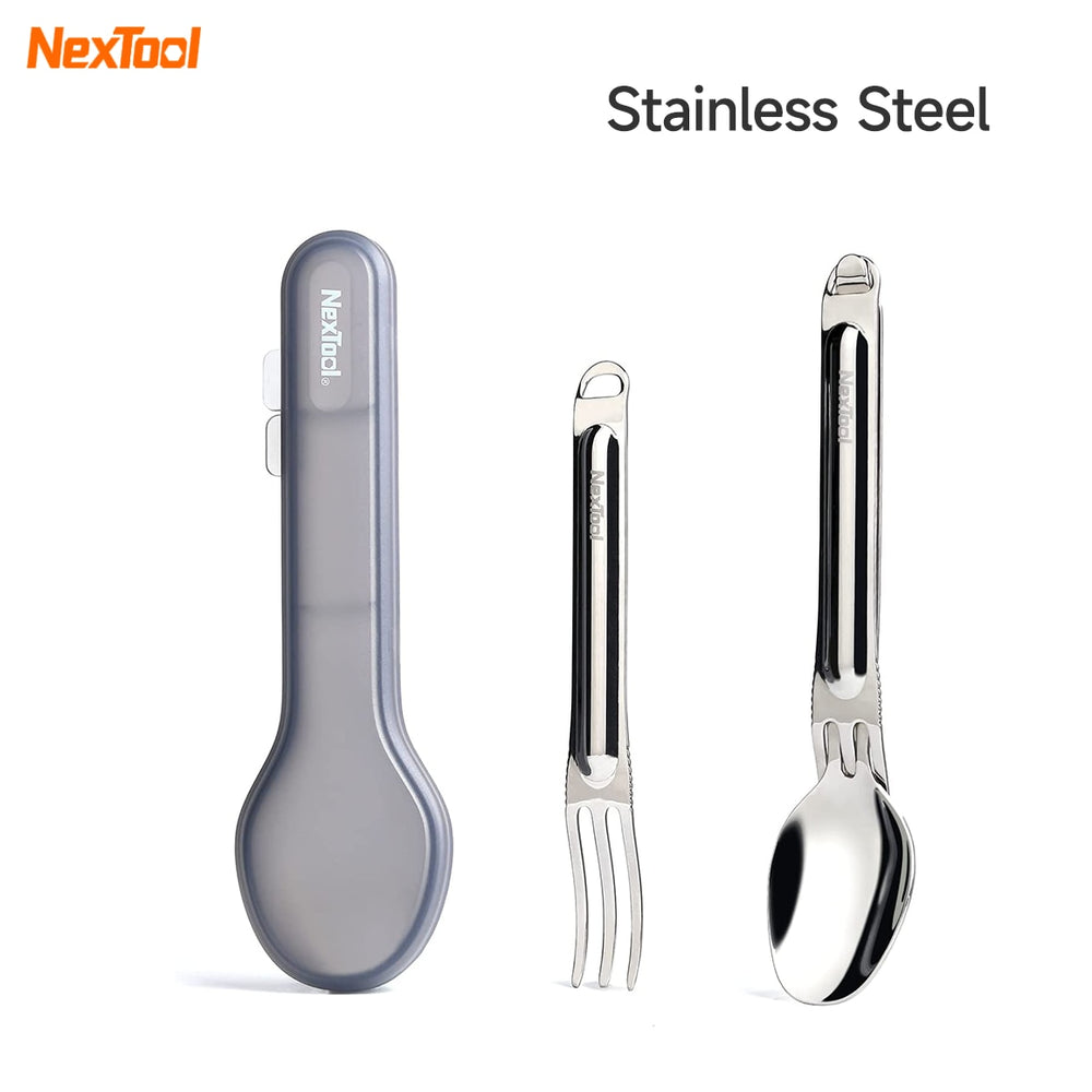 Xiaomi NexTool Outdoor Pure Titanium Spork and Spoon Reusable Camping Utensil Set with Case for Camping 6.29-Inch Long Handle