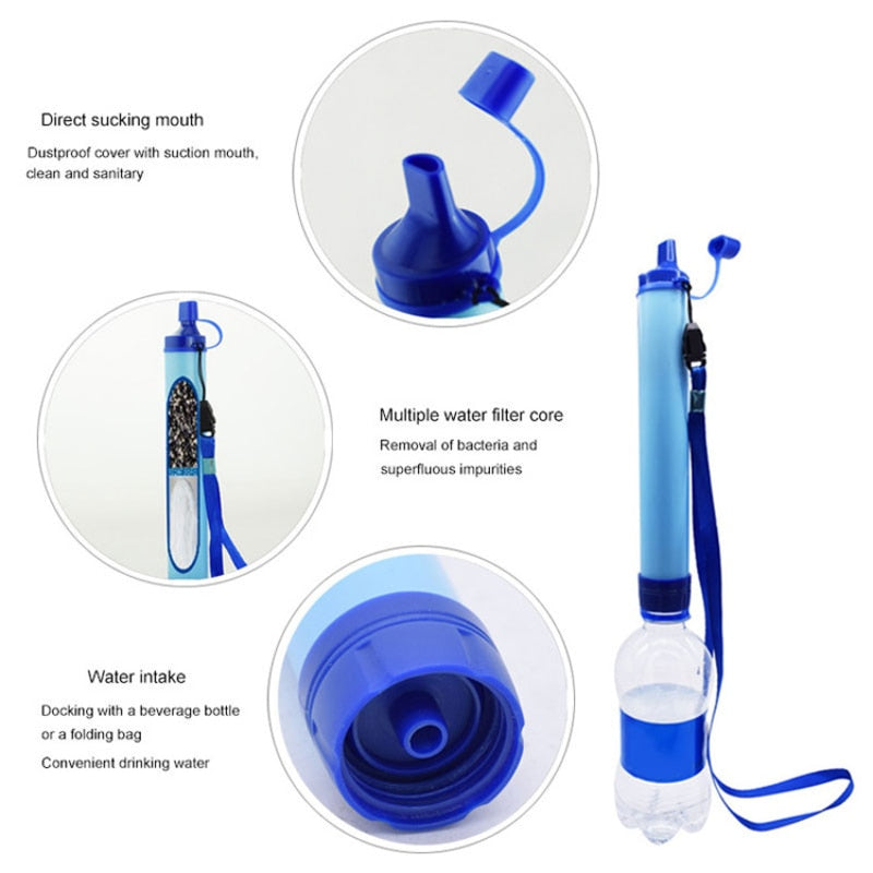Outdoor Survival Emergency Direct Drinking Water Filtering Tool Disinfection Individual Water Purifier Portable Filter Straw