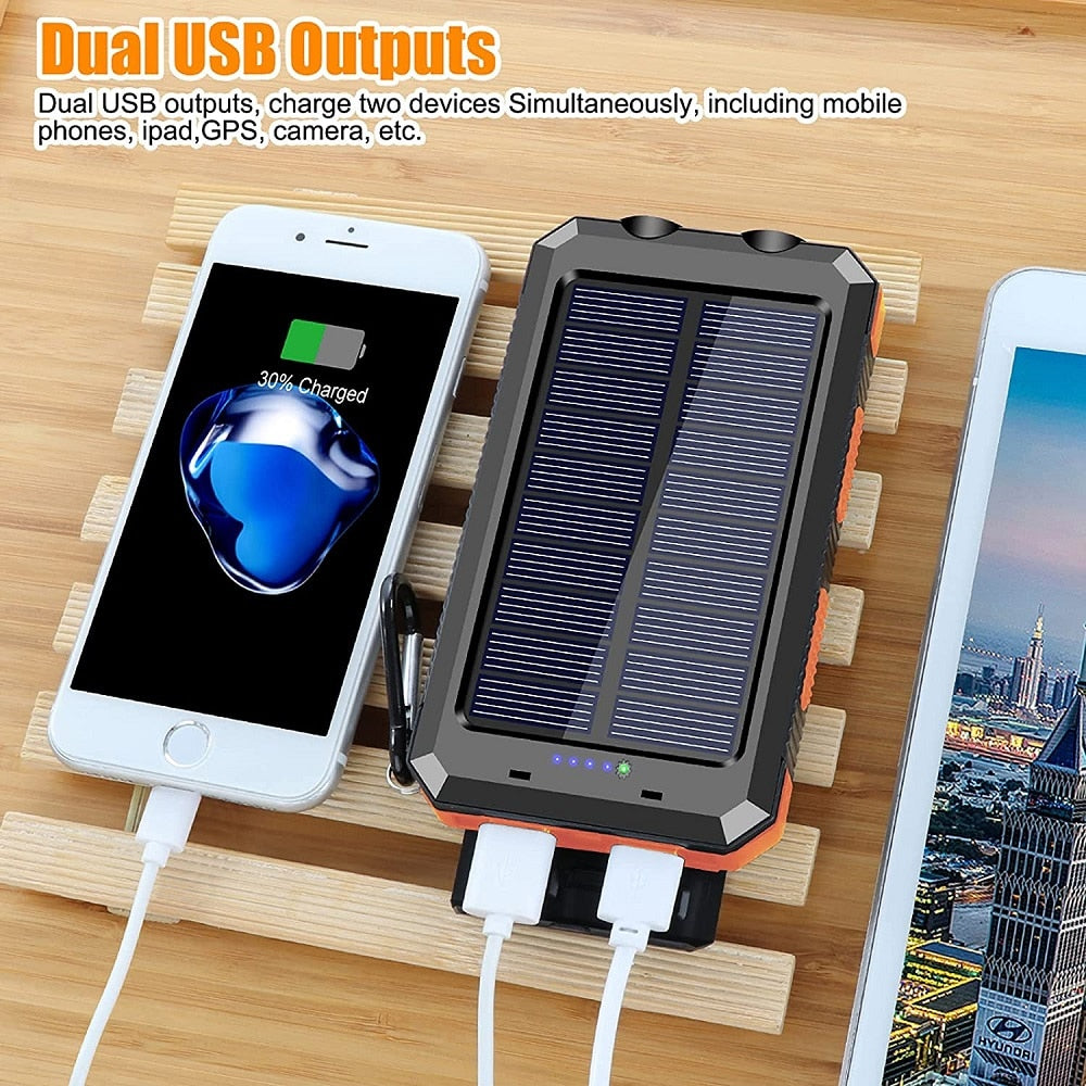 Solar Power Bank 80000mAh Portable Charging Powerbank External Battery Charger  Strong Light LDE Light for All Smartphones