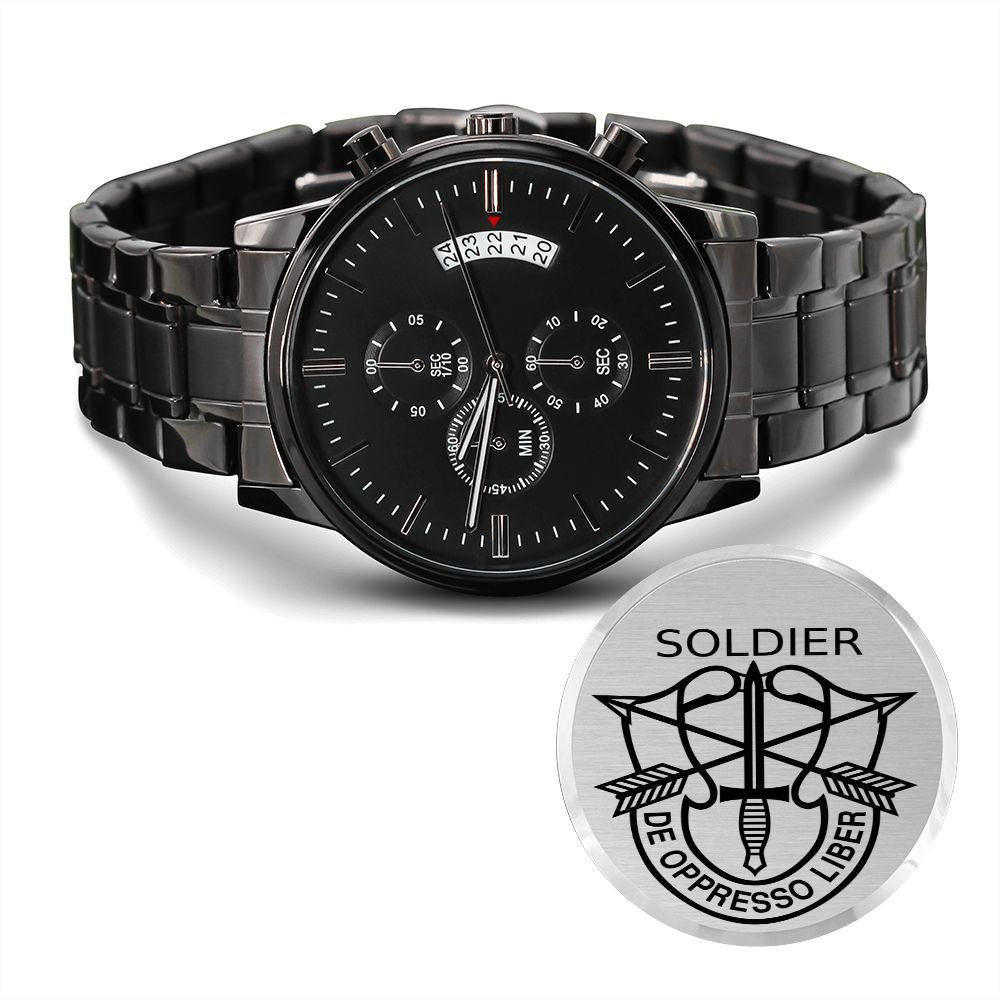 Equippage Soldier Black Chronograph Watch