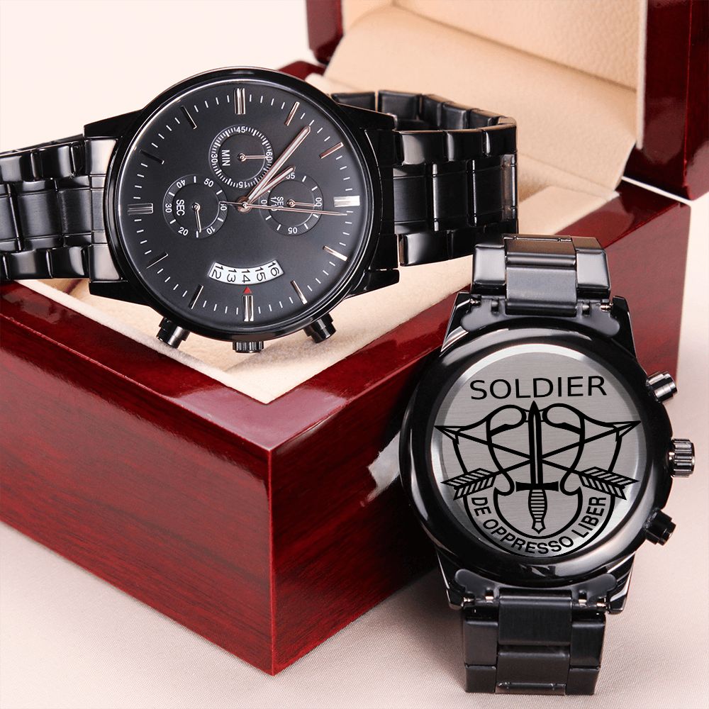 Equippage Soldier Black Chronograph Watch