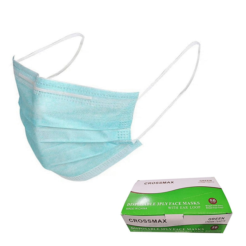 Face Mask 1 piece Non Woven Disposable Anti-Dust Earloops Mouth Disposable 3-Ply COVID