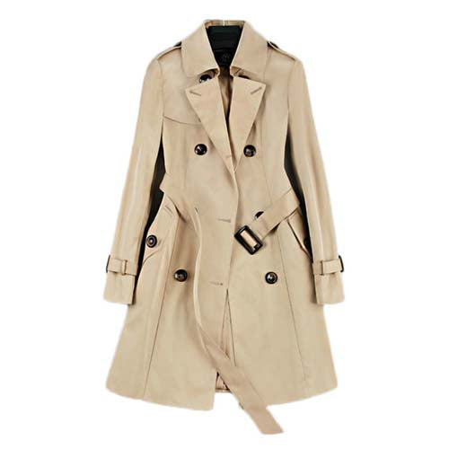 Women Double Breasted Mid-long Trench Coat